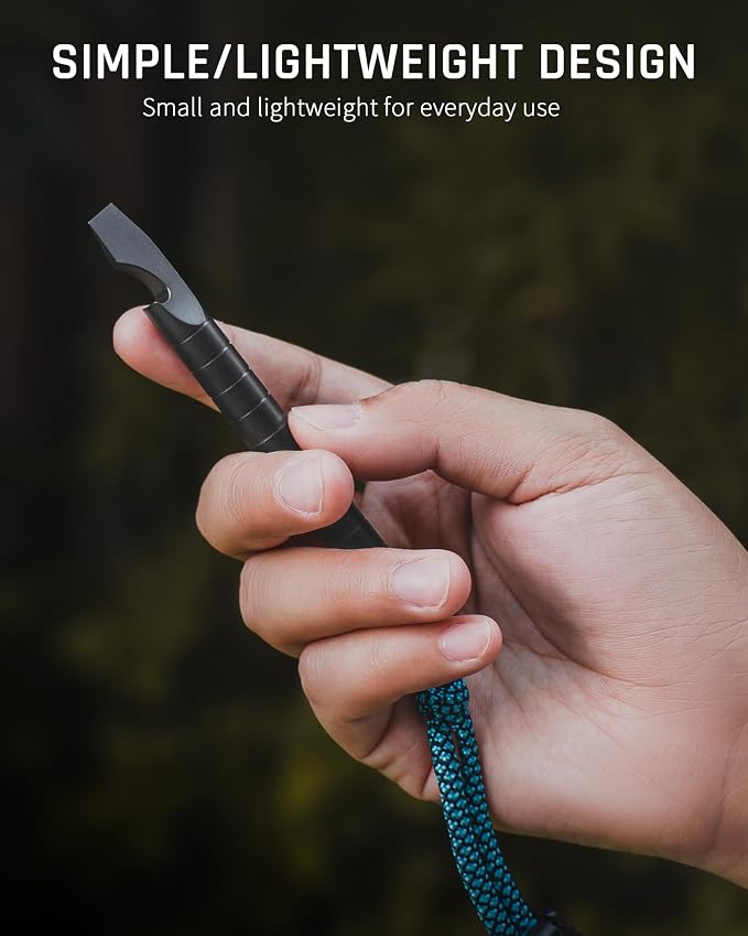 TISUR Titanium EDC Pry Bar, Keychain Prybar Multitool With Bottle Opener, 6 in 1 Portable Pocket Mini Crowbar Tool (Black)