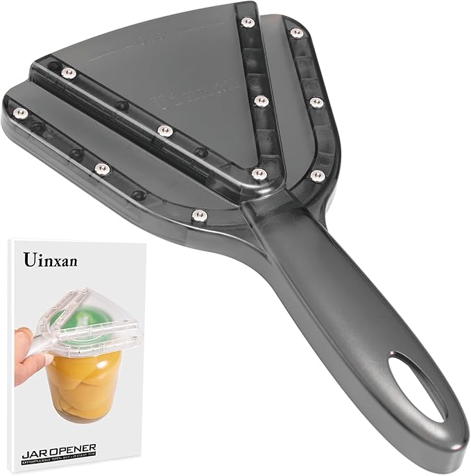 Uinxan Jar Opener for Weak Hands & Seniors with Arthritis - Handheld Manual | Effortlessly Opens Stubborn Screw Lids & Bottle Caps. 304 Stainless Steel. Durable. Patented Kitchen Gadget (Black)