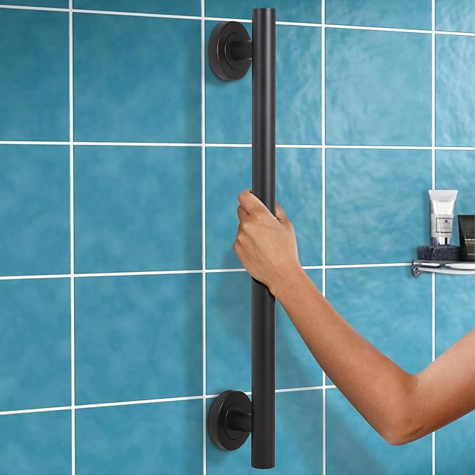 Lava Odoro Shower Grab Bar, Modern Stainless Steel Handicap Grab Bar for Bathtubs and Showers, Shower Safety Bar for Seniors Disabled, ADA-Compliant (Matte Black, 18 Inch)