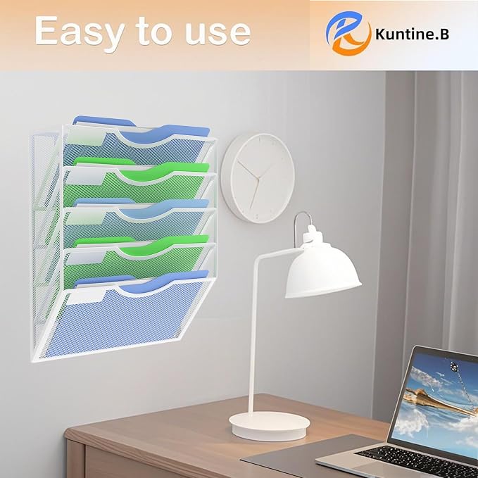Kuntine.B Wall File Organizer Office (White, 5 Tier)
