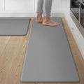GENIMO Kitchen Mats for Floor 2PCs, Washable Anti Fatigue Mat for Cushioned, 17.3"x47"+17.3"x30", Waterproof Kitchen Rugs, Non Slip Comfort Standing Mat Rug for Home, Sink, Laundry, Slate Gray