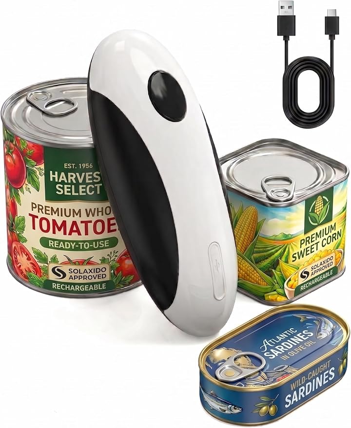 Rechargeable Electric Can Opener, Automatic One-Touch Hands-Free Opener for Seniors with Arthritis, Smooth Safe Edge, Fits Most Can Sizes