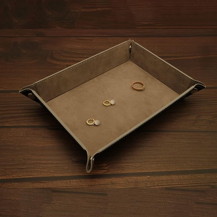 Valet Organizer - Catchall Tray for Jewelry, Wallets, Watches, Keys, Coins, Phones, Glasses - Perfect for Nightstand, Desk, Entryway