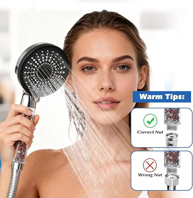 Filtered Shower Head,8”Rain Shower Head with Handheld Spray Combo with 11'' Angle Adjustable Extension Arm/Flow Regulator/Shower System,High Pressure Rainfall Shower Head Bathroom,Chrome
