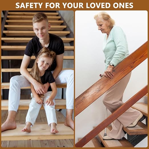 10-Pack 6″ x 30″ Transparent Anti-Slip Tape, Clear Adhesive Grip Tape, Clear Stair Treads Non-Slip for Wooden Step, Floors, Stairs, Pre-Cut and Easy to Use