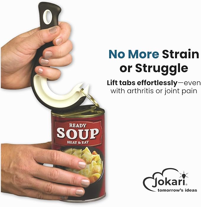 Ultimate Easy Open Ring Pull Can Opener 3 Pack by Jokari. Durable Non Slip Rubber Grip Makes Opening Aluminum Container Tabs Simple. Perfect for Protecting Nails and Folks with Joint Pain or Arthritis