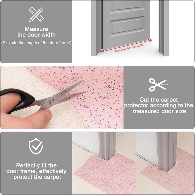 Uross Carpet Protector for Pets - Purple Cat Carpet Protector for Doorway, Anti Scratch Under Door Cat Protector Mat, Easy to Cut Plastic Scratch Stopper Guard Carpet 3.6FT