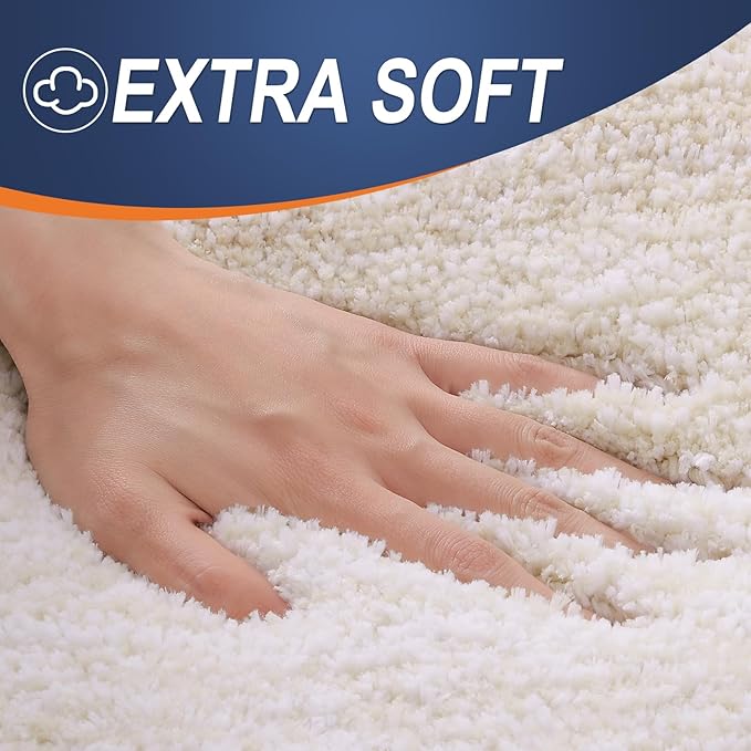 OLANLY Bathroom Runner Rugs Mat 47x17, Extra Soft Absorbent Microfiber Bath Rugs, Rubber Backing, Quick Dry, Washable Long Bath Mats for Bathroom, Tub and Shower, Home Decor Accessories, Light Beige