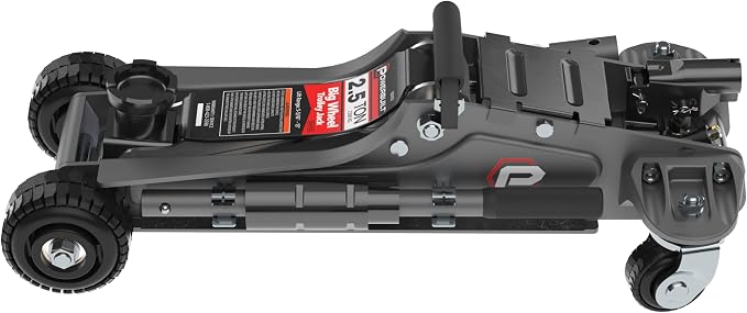 Powerbuilt Biggie Smalls 2.5-Ton Off-Road Trolley Jack with 4" Oversized Wheels, Saddle Extension, Integrated Handle Storage, Portable Design for SUVs, Trucks, and Off-Road Vehicles 620683ECE