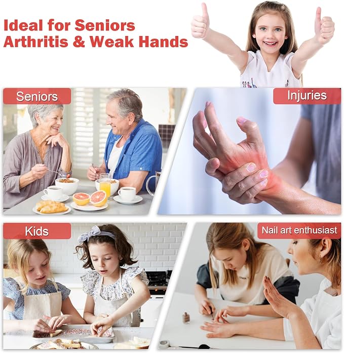 Jar Opener Set - 6-in-1 Adjustable Jar Opener Can Opener, 4-in-1 Bottle Opener Lid Opener & Rubber Jar Gripper, Multifunctional Kitchen Gadget for Seniors, Arthritis, Weak Hands (Red&Black)
