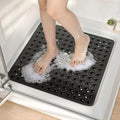HITSLAM 21x21 Inch Square Shower Mat Non Slip, Anti Slip Bathtub Mat with Strong Suction Cups & Drainage Holes, Machine Washable Bathroom Floor Mat for Inside Shower Stall and Tub, Black