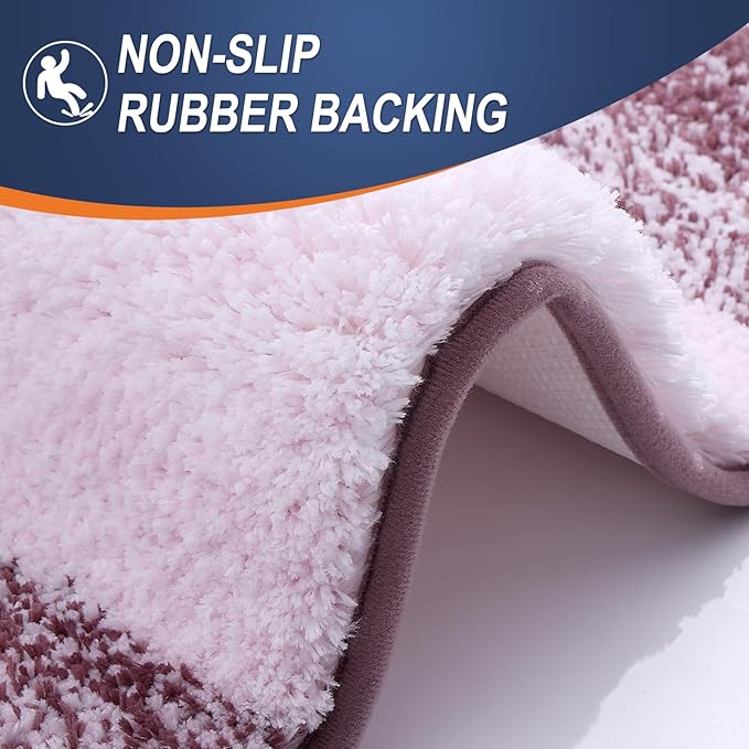 OLANLY Bathroom Runner Rugs Mat 70x24, Extra Soft Absorbent Microfiber Bath Rugs, Rubber Backing, Quick Dry, Washable Long Bath Mats for Bathroom Floor, Tub and Shower, Home Decor Accessories, Mauve