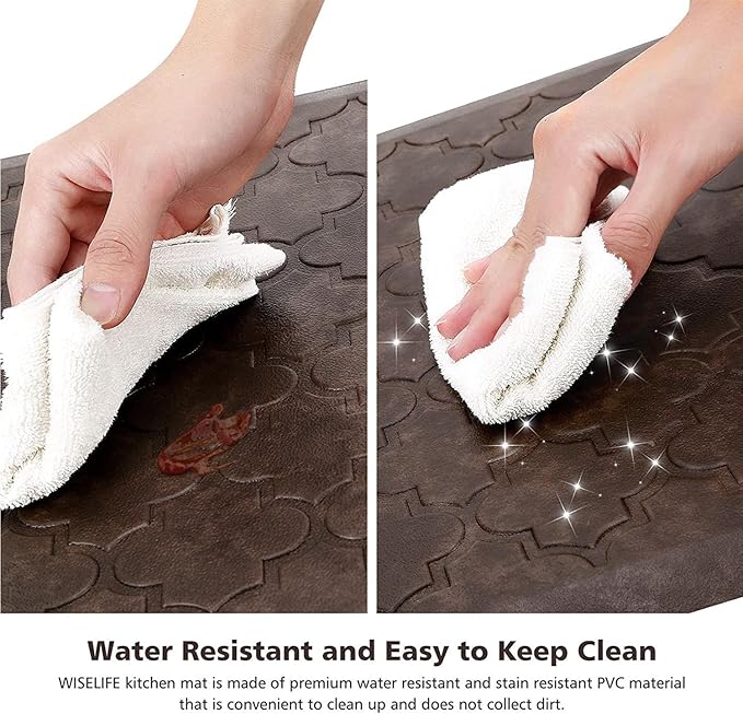WISELIFE Kitchen Mat Cushioned Anti Fatigue Floor Mat,20"x39", Thick Non Slip Water Resistant Kitchen Rugs and Mats,Heavy Duty Foam Standing Mat for Kitchen,Floor,Home,Desk,Sink, Brown