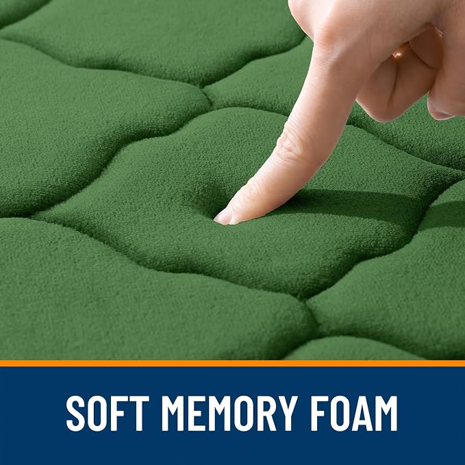 OLANLY Memory Foam Bath Mat Rug 24x16, Ultra Soft and Absorbent Bathroom Rugs, Non-Slip, Comfortable, Machine Washable Bath Carpet for Bathroom Floor, Shower and Home Decor Accessories, Olive Green