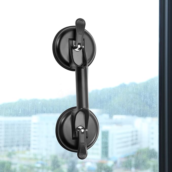 FCHO Glass Suction Cups Heavy Duty Aluminum Handle Holder Hooks to Lift Large Glass/Moving/Pad for Lifting/Dent Fixer (2 Pack)