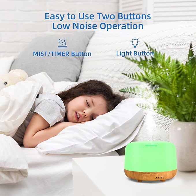 SPLITSKY Aromatherapy Essential Oil Home Diffuser with Remote Control, 300ML Large Room Cool Mist Air Humidifier, 8 Hours Quiet Operation, Timer, 7 Colors LED Night Night，Suitable Home,Yoga.