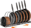 MUDEELA Pots and Pans Organizer Rack for under Cabinet, Expandable Pot Lid Kitchen Cabinet Organizer Holder with 10 Adjustable Compartment Cutting Board Organizer for Pan Lid Cookie Sheet Rack, Bronze