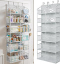 HOMELUX THEORY UPGRADED 6 Tiers Over The Door Organizer Hanging - 100D EXTRA THICK & 50lbs HUGE CAPACITY, 12 Side Mesh Pockets Over The Door Shoe Organizer, Hanging Closet Organizer (Transparent, XL)
