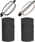Success Eyewear Reading Glasses 2 Pair Black and Gunmetal Readers Compact Folding Unisex Glasses for Reading Case Included