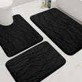 YIHOUSE Memory Foam Bathroom Rug Sets, Black, 3 Piece | Ultra Soft, Absorbent, Non-Slip, Machine Washable