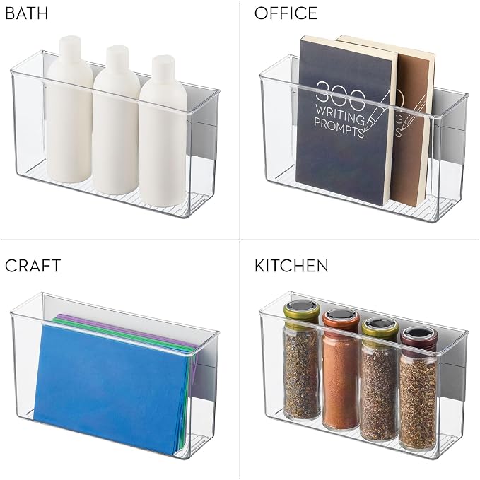 iDesign Magnetic Large Clear Plastic Organizer Bins for Laundry Room Storage - 2-Pack