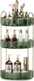 360° Rotating Makeup Organizer, Large-Capacity Skincare Make Up Storage 3 Tier Perfume Organizers Cosmetic Dresser Organizer with Makeup Brush Holder, Fits Bedroom, Bathroom, Vanity Shelf Countertop