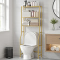 GloTika 3-Tier Over Toilet Storage Rack, Metal Over Toilet Bathroom Organizer Shelf, Freestanding Space Saver Storage Shelves for Bathroom/Laundry/Living Room (Gold)