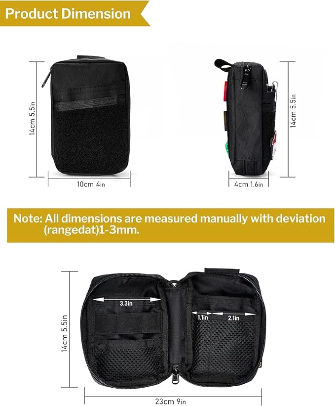 VIPERADE VE26 EDC Pouch Organizer with 11 Compartments, Small Tool Pouch with DIY Patches Area, EDC Pocket Organizer for Mutitools
