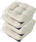 IASEAHK Chair Cushions for Dining Chairs, Seat Cushions for Kitchen Chairs, Indoor Seat Cushions with Ties, Tufted Foam Chair Pads, Non Slip Chair Cushions Set of 4, 15.5" x 15.5" x 4", Beige