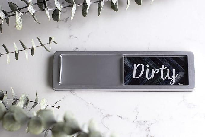 Dishwasher Magnet Clean Dirty Sign, Clean Dirty Magnet for Dishwasher, Rustic Farmhouse Kitchen Decor, Magnetic Dish Washer Sign Indicator, Sliding Rustic Dish Washer Signs, Black & White Parquet