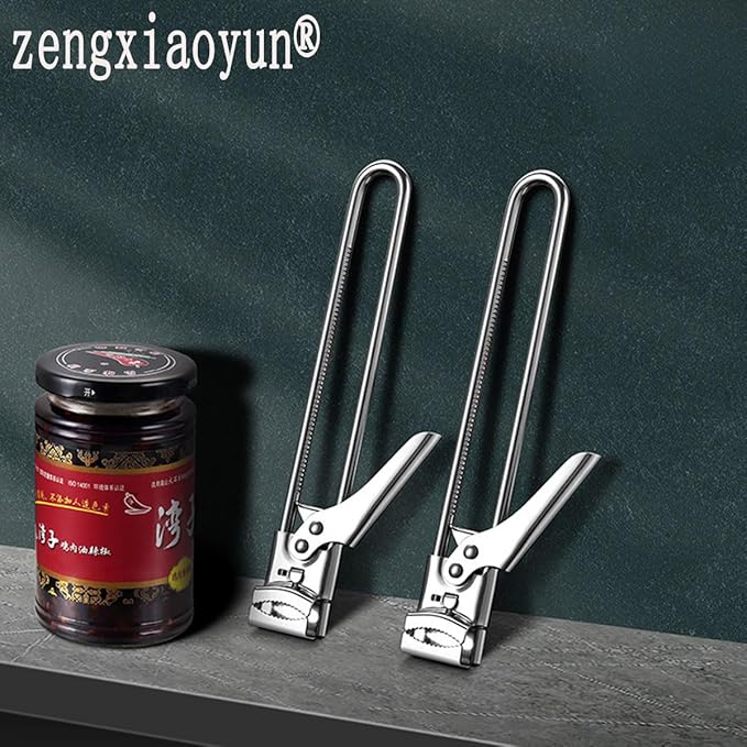 2PCS Master Jar & Bottle Opener,Adjustable Multifunctional Stainless Steel Can Opener Jar Lid Gripper,Manual,Kitchen Accessories（Silver）