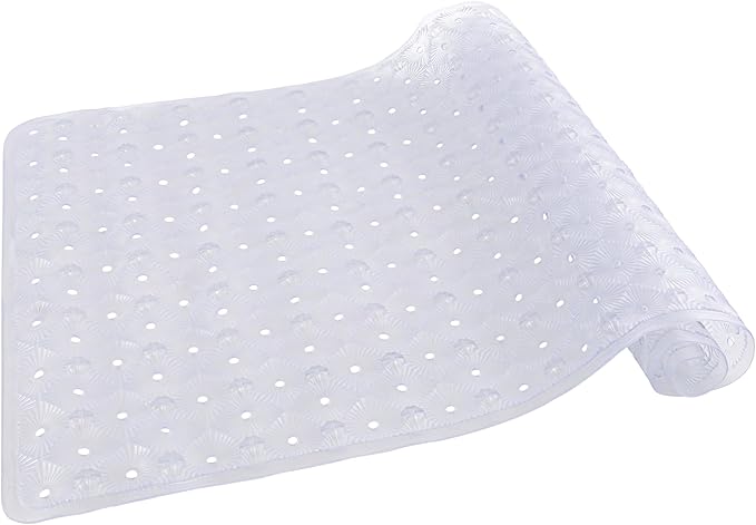 Bathtub Mat Non Slip with Suction Cups 15"x27" - Anti-Slip Shower Mat for Kids, Toddlers, and Seniors - Machine Washable Bath Tub Mat with Multiple Drainage Holes (Clear)