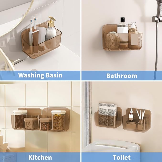 Diesisa 2pc Acrylic Wall Mount Organizer, Adhesive Cabinet Door Organizer,Acrylic Bathroom Shelves for Wall,No Drilling Hang Walls,with Self Adhesive Tape, for Bathroom, Kitchen, Living Room