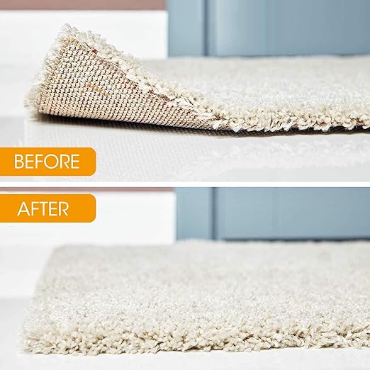 Rug Tape, 10 Pcs Double Sided Non Slip Reusable Rug Stopper, Washable Rug Pad Grippers for Hardwood Floors, Tile Floors, Carpets, Floor Mats, Wall (White)