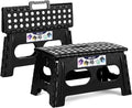 Delxo Folding Step Stool for Kids and Adults,15-Inch Extra Wide 9 Inch 2 Pack Height Heavy Duty Stepping Stool More Safe and Comfortable Non Slip Foldable Step Stool Black