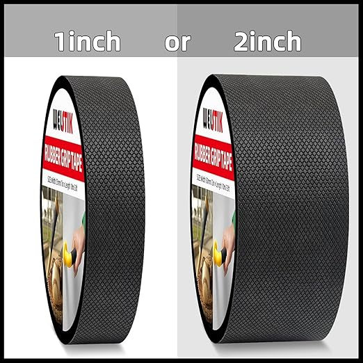 WELSTIK Rubber Grip Tape - Ultra Strong Sweat Absorbent Non-Slip Tape with Textured Adhesive - 2" x 33ft Heavy Duty Friction Tape for Tool Handles, Gym Gear, Stairs & DIY Gadgets (Black)