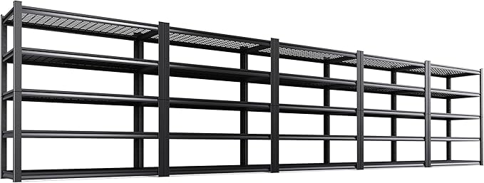 5-Pack Heavy Duty Garage Shelving for Garage, Warehouse & Workshop Storage Organization,Adjustable 5-Tier All Metal Wire Shelf for Tools, Storage Bins & Bulk Items 71" H x 46" W x 18" D