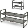 SNTD Shoe Rack - Expandable Shoe Organizer for Closet, Adjustable Metal Shoe Shelf Storage, Stackable Long Shoe Stand Holder for Garage, Entryway, Door Entrance (Grey, 2-Tier)
