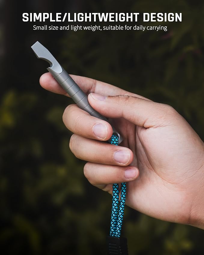TISUR Titanium EDC Pry Bar, Keychain Prybar Multitool With Beer Bottle Opener, 6 in 1 Portable Pocket Mini Crowbar Tool (Gray)