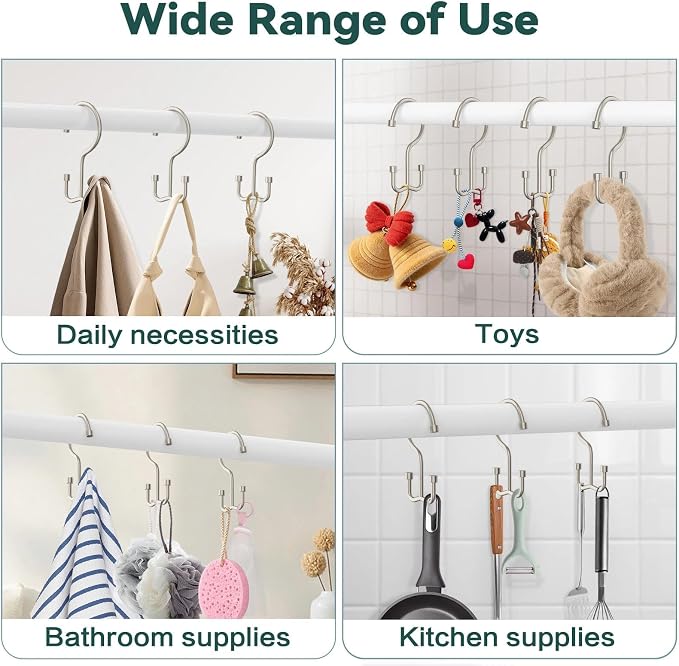 Goowin Shower Curtain Hooks, Shower Curtain Rings, Metal Shower Curtain Hangers Rust Proof, Double Glide Shower Rings for Curtain, Shower Hooks for Shower Curtain, Matte Nickel, 24 Pack-Cylinders