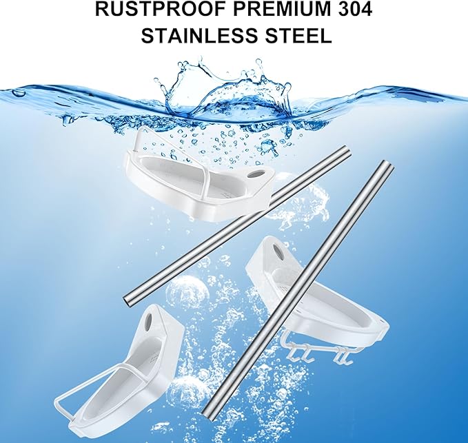 HAMITOR Corner Shower Caddy Tension Pole: Adjustable Stainless Steel Shower Organizer with 4 Tier Shelf for Bathroom Bathtub Tub Shampoo - Floor Standing Rack Bath Storage Holder with Rust Proof Rods