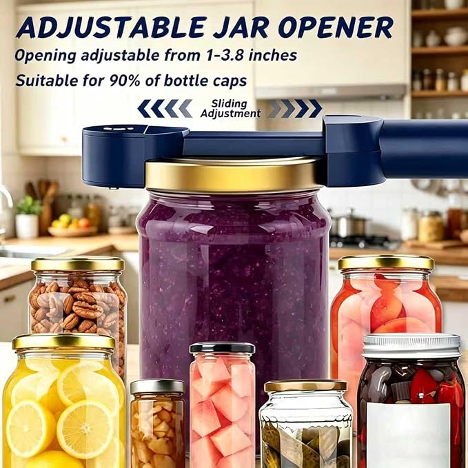 Multifunctional Retractable Bottle & Jar Opener, Magnetic adjustable Jar Opener & Bottle Opener for Arthritis, Weak Hands, Easy-Grip Kitchen Lid Opener Gadgets