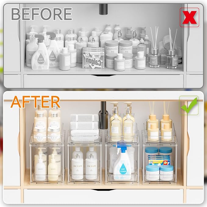 Yieach 2 Pack 10.6″ High Pull Out Medicine Cabinet Organizer for Vitamin,Pill Bottle and Supplement,2 Tier Slide out Under the Sink Organizer,Bathroom Vanity Storage and Cupboard Undersink Organizers