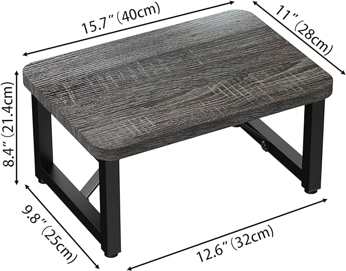 SZLHANJZ One Step Stool, Wooden Foot Stool for Adults, Small Stepping Stool for Bed and Closet, Heavy Duty Step for Kitchen, Dorm, and Indoor Use, Dark Gray