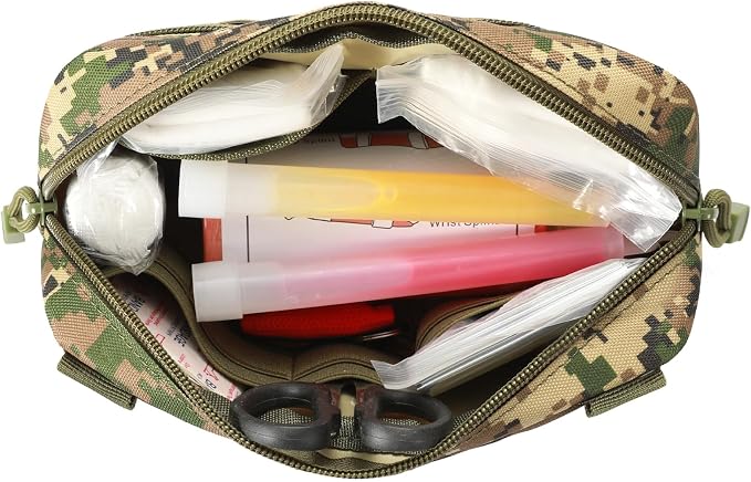 FRTKK Tactical Molle Admin Pouch Utility Laser Cut EDC Tool Pouch Bag Horizontal Modular Pouches Include US Flag Patch and Keychain
