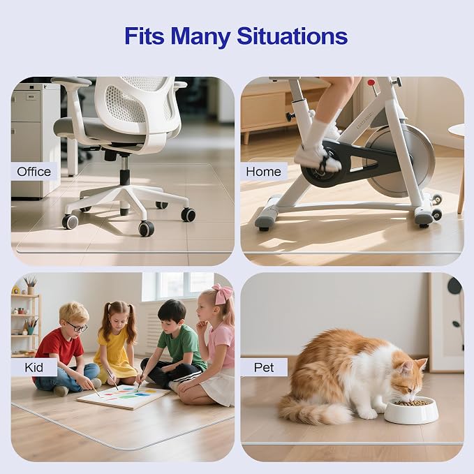 Delamu Office Chair Mat for Hardwood Floor, 30"×48" Office Computer Desk Chair Mat, Clear PVC Heavy Duty Floor Protector Mats for Rolling Chairs, Only for Hard Floor (30"×48" Rectangular)