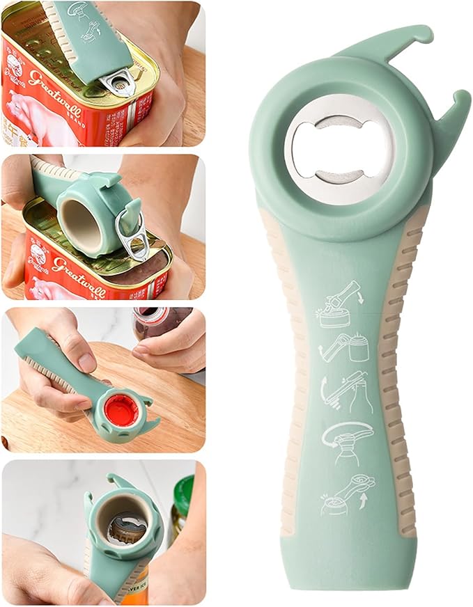 Bottle Opener for Arthritic Hand,Jar Opener for Old People, Children, Women, Those with Weak Hands,Multifunctional Kitchen Gadgets (A-Green)