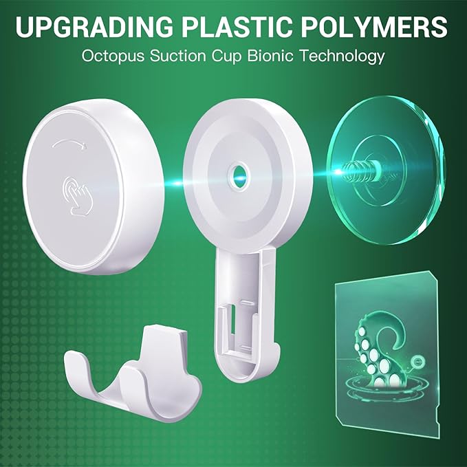 LUXEAR Suction Hooks Powerful Vacuum Suction Cup Hooks-2PACK Razor White