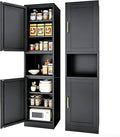 67" H Metal Tall Narrow Storage Cabinet, Freestanding Floor Cabinet with 2 Doors and Adjustable Shelves, Pantry Storage Cabinet for Bathroom, Living Room, Entryway and Kitchen (Black)