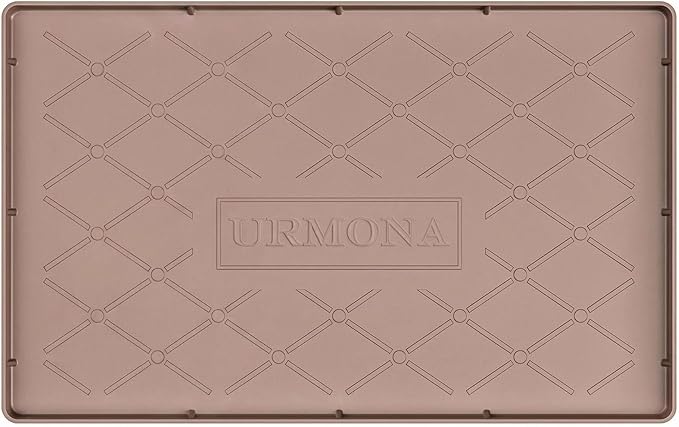 URMONA 16" x 10" Waterproof Silicone Mat in Multiple Sizes & Colors, Under Sink Mat for Kitchen & Bathroom, Pet Food Pad for Dogs & Cats, Kitchen Cabinet Liner, Multi-Purpose for Storage(Khaki)